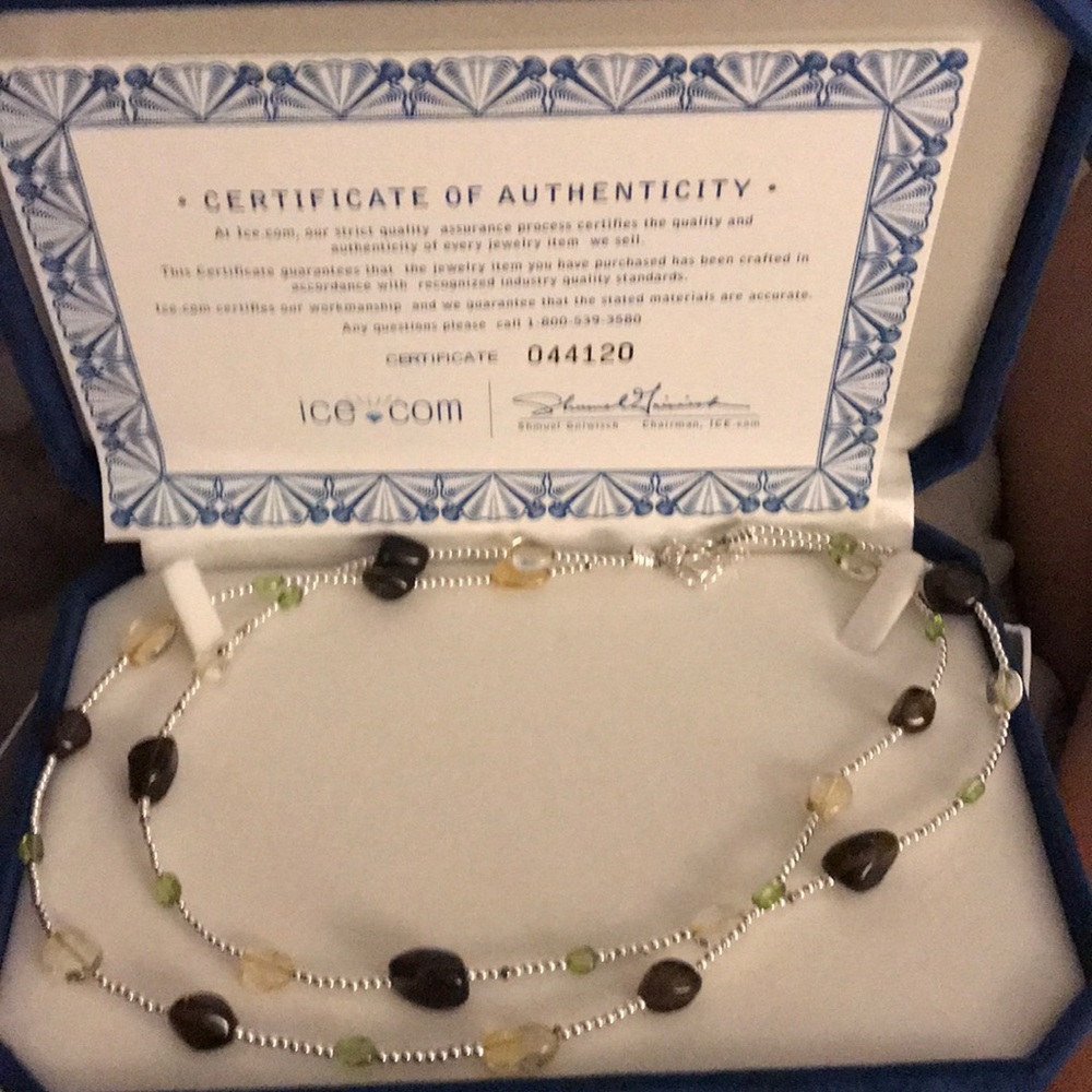 Sterling silver station necklace-peridot, Citrine